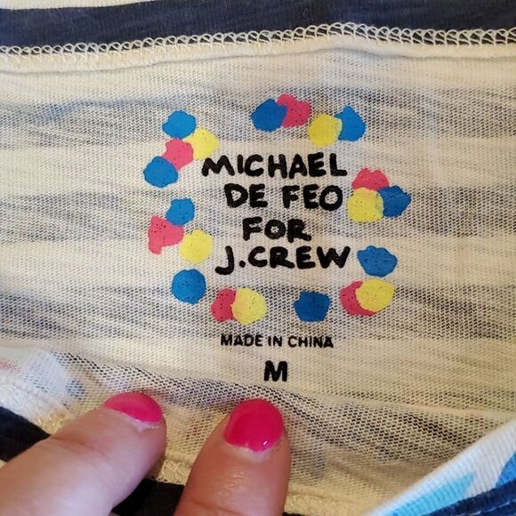 Michael de Feo for J. Crew womens size Medium Navy Stripe basic tee - Picture 5 of 6